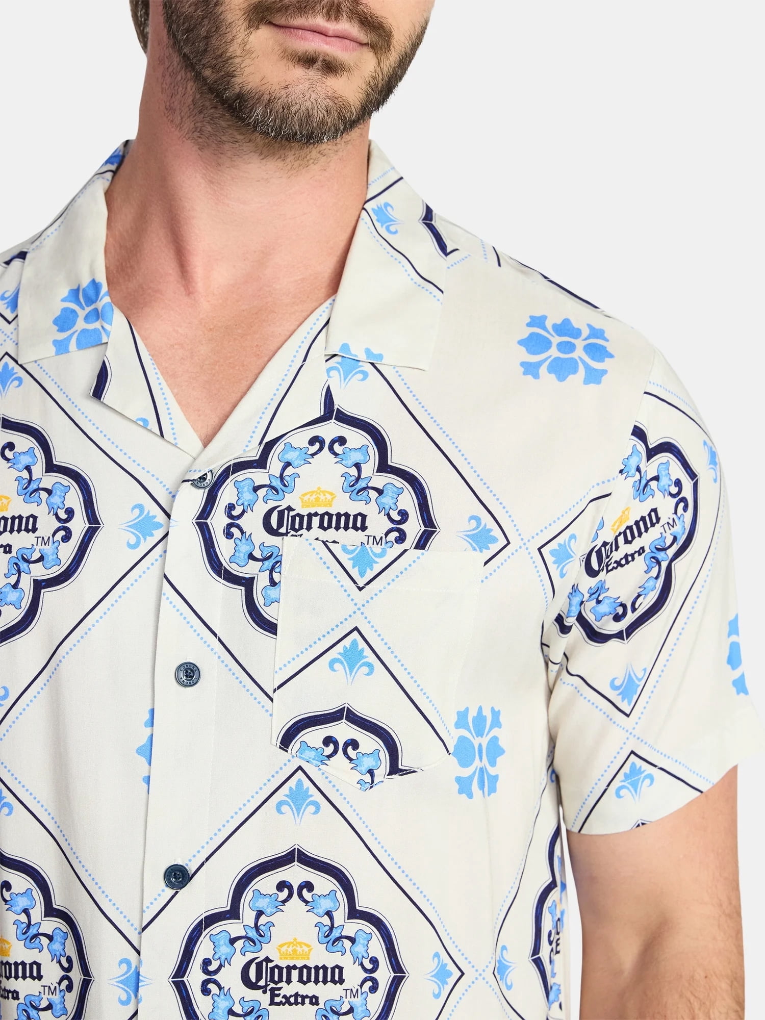 Corona, Men's & Big Men's Graphic Button-Up Shirt, Sizes XS-3XL