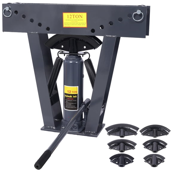 Hydraulic Pipe Bender Manual 12 Ton 6 Dies Metal Tube Fabric Tool Dark Gray