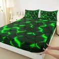 thumbnail image 3 of Manfei Neon Green Honeycomb Twin Sheet Sets, Abstract Geometric Twin Fitted Sheet, Teens Boys Girls Kids Flat Sheet, Breathable Home Decor, 3pcs, 3 of 7