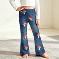 thumbnail image 5 of Kiijoy Girls Flare Denim Pants Cute Mushroom Print Elastic Waist Pants, Sizes 2-12, 5 of 8