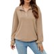 thumbnail image 1 of Gibobby Suéter de invierno para mujer Sudaderas con media cremallera para mujer, con cremallera de un , sudaderas con capucha de tamaño, trajes de otoño(Caqui,M), 1 of 5