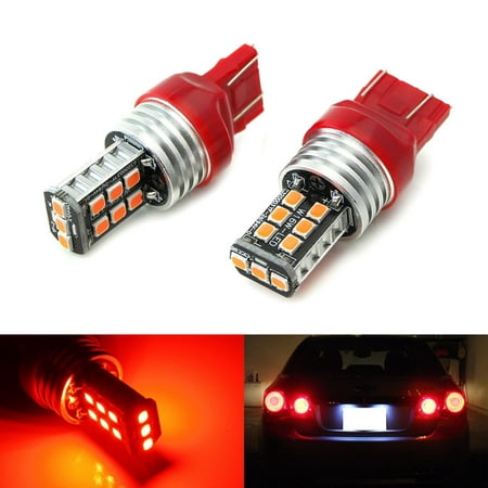 iJDMTOY (2) Strobe/Flashing Featured Red 15-SMD 7443/T20 LED Replacement Bulbs For Brake/Tail