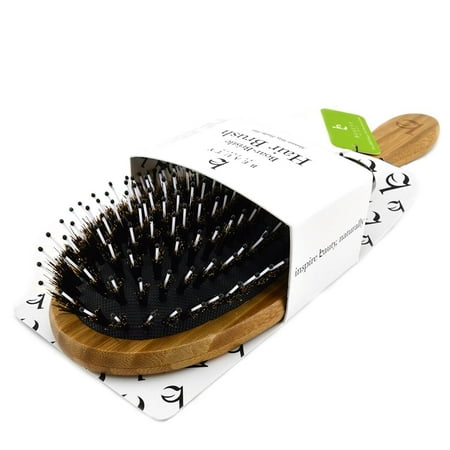 Hair Brush, Boar Bristle Hair Brush - Natural Wooden Bamboo Handle Best for Styling, Straightening, Detangling or to Set Thick, Thin, Fine, Straight, Curly, Wavy, Long, Short, Dry, or Damaged (Best Brush To Straighten Short Hair)