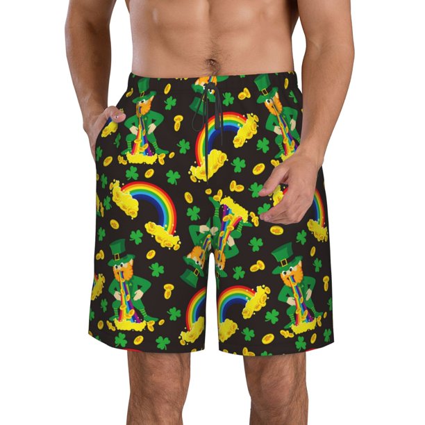 Fotbe Happy St. Patrick's Day Trajes de Baño Estampados para Hombre, Shorts de Verano de Secado Rápido, Ropa de Playa, Bañadores-XX-Large