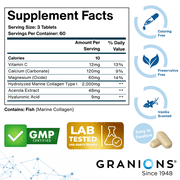 Granions Marine Collagen Pills Vanilla, Collagen + Hyaluronic Acid + Vitamin C, 180 Tablets