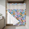 thumbnail image 4 of Retro Flower No Hook Shower Curtain with Snap in Liner Watercolor Pink Blue Purple Floral Daisy Green Leaf Black Back Waterproof Bathroom Shower Curtain with See Through Top Window 72" x 78", 4 of 9