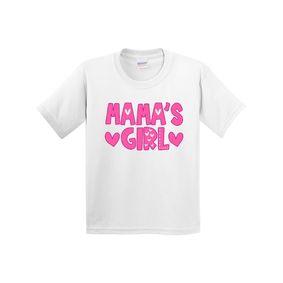 Inktastic Mama's Girl Pink with Hearts Youth T-Shirt