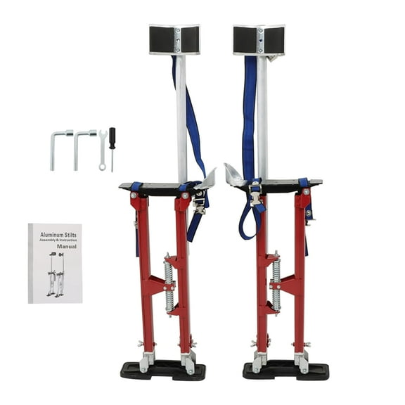 labwork Adjustable Drywall Stilts 24-40 Inch Aluminum Alloy Stilts for Painting or Cleaning Red