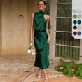 thumbnail image 2 of Vestido de mujer Vestido de dama de honor de boda de celebridades populares Vestido de largo medio Vestido de noche de satén con cuello, 2 of 6