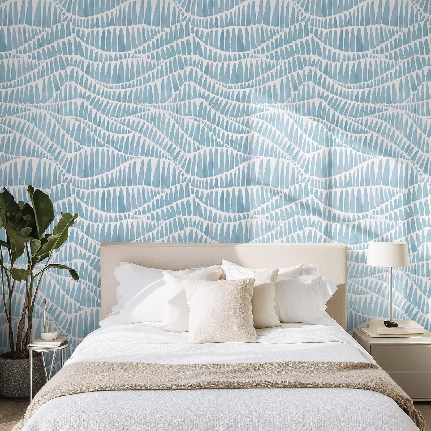 DAZLUT Modern Peel and Stick Wallpaper Self Adhesive Wallpaper Boho Contact Paper Blue Geometric Wallpaper Removable Decorative Wallpaper for Bedroom Bathroom Cabinets Decor Vinyl,17.3" x 394"