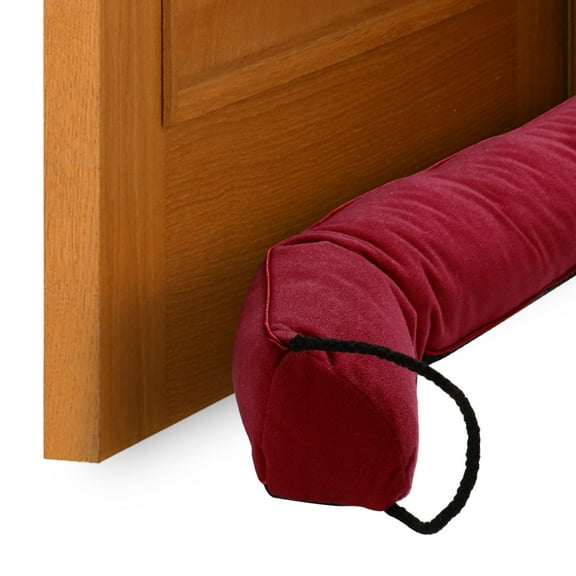 Door Sweep for Bottom of Door, 60" x 3" Door Draft Stopper with Hanging Loops, Wine Red