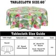 thumbnail image 2 of Flamingo Tablecloth Round 60 Inch Summer Tropical Floral Green and White Stripes Table Cloth Circular Palm Leaves and Flower Table Cover Washable Wipeable Polyester Tabletop for Dining Kitchen Decor, 2 of 6