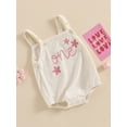 thumbnail image 3 of Caoirhny Baby Girls Romper Overalls Bodysuit Letter Flower Embroidery Buttons Straps Infant Jumpsuit Summer Clothes, 3 of 9