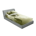 thumbnail image 2 of Ambesonne Abstract Fitted Sheet & Pillow Sham Set, Grey Flowers Ivy Leaf, Twinxl, Olive Green Dark Green, 2 of 2