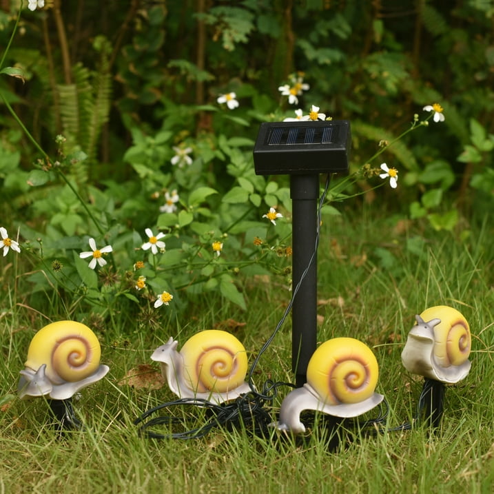 Snail Garden Light4 Pc Resin Solar Powered Snail Light 6-8 Hours Snail Garden Statue Snail Statue Light For Patio BackyardFront Door And Driveways