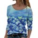 thumbnail image 1 of Blusa de manga larga con cuello redondo y estampado de flores florales para mujer Pompotops FGAJ6746, 1 of 5