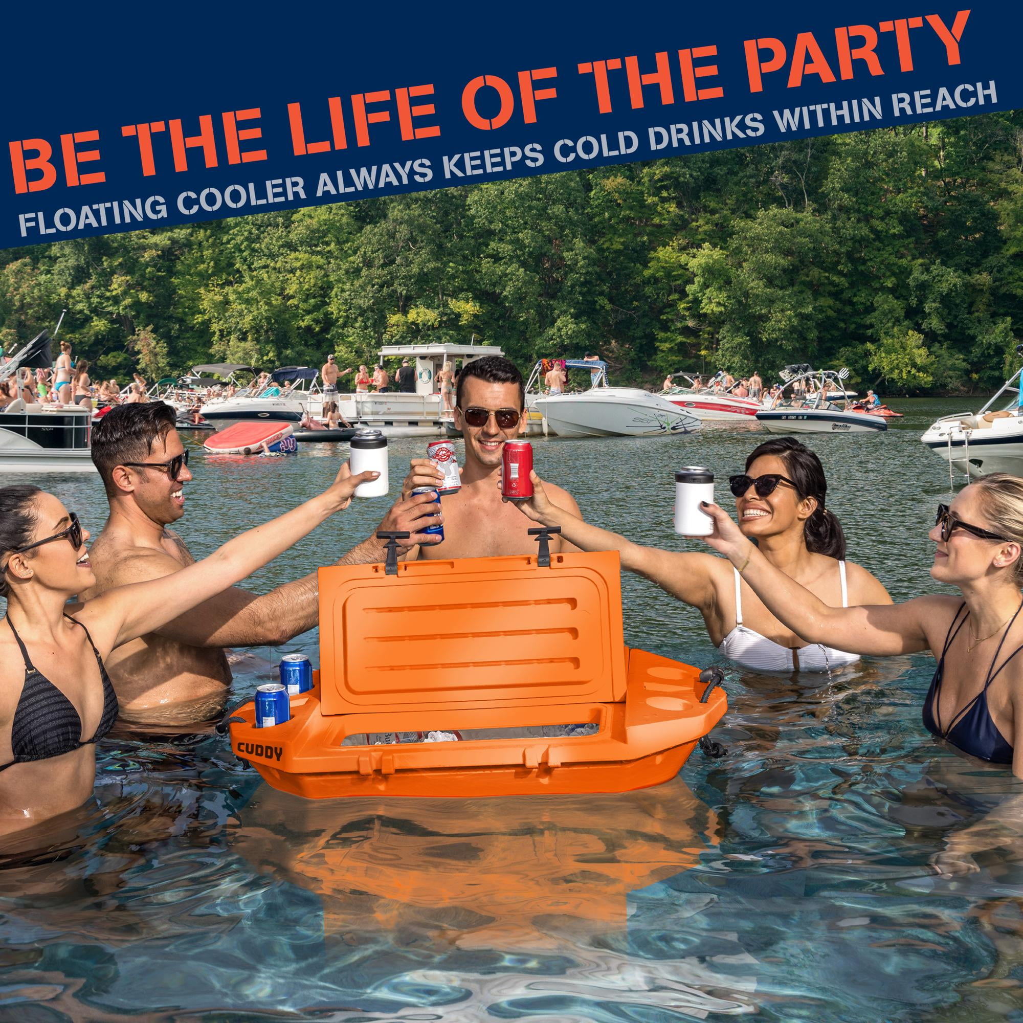 Cuddy Floating Cooler and Dry Storage Vessel - 40QT - Amphibious Hard Shell Design, Orange