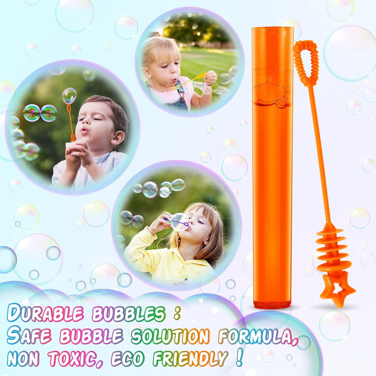 PRESS AND GO 120 Pcs Mini Bubble Wands in 6 Colors, Themed Birthday, Christmas, New Year, Valentine, Carnival