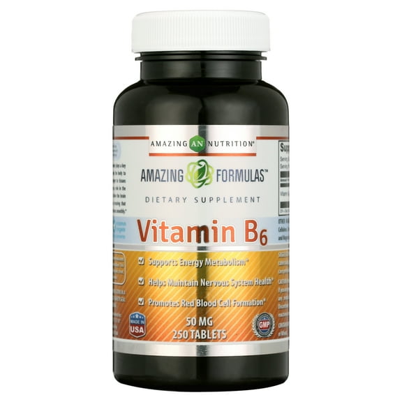 Amazing Formulas Vitamin B6 Pyridoxine 50mg 250 Tablets Supplement | Non GMO | Gluten Free | Made in USA