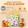 thumbnail image 5 of Pioneer Flower Floral Print Pattern Insulated Lunch Bag for Women & Adults,Large Portable Soft Cooler Lunch Bag,Thermal Food Storage Tote with Pearl Cotton,8.66L,8.75x5.75x9.5 Inch, 5 of 6