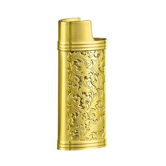 Mini Metal Lighter Cover Bar Travel Portable Decorative Case Retro Creative Lighter Cover with Chain Gold