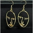 thumbnail image 5 of Abstract Face Earrings for Women, Wire Picasso Dangle Earrings, Hollow Silhouette Drop Earrings, Birthday Christmas Gift for Her, Gold, 1 pair, 5 of 10
