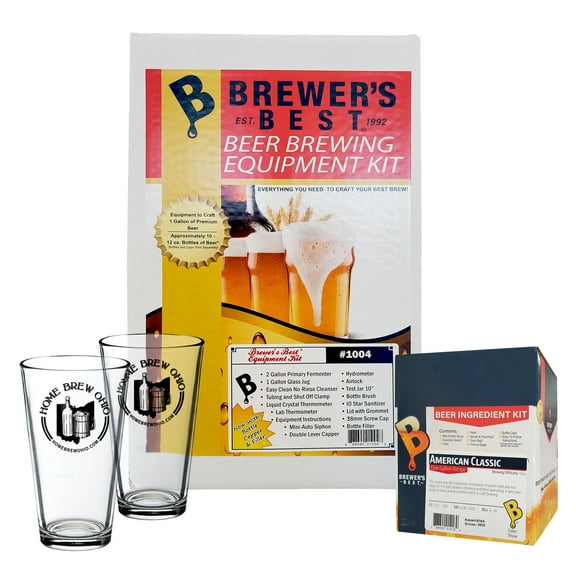 Brewer's Best One Gallon Equipment and Ingredient Kit-American Classic with 2...