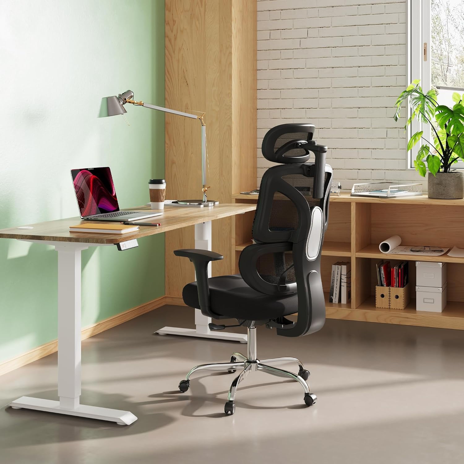 GALAXHERO Ergonomic Big and Tall Office Chair, Adjustable Mesh Desk Chair with Lumbar Support and Armrests, Reclining for Long Hours, Black