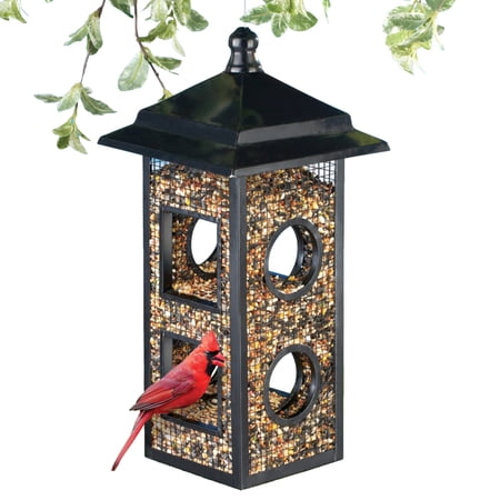 Black Metal Fly Through Hanging Bird Feeder Yard Decorations For