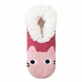 thumbnail image 2 of Wuxian Cute Socks Thick Plush Lined Cute Print Slipper Socks Grip Cozy Comfort Winter Warmth Low Cut Socks Casual Breathable Socks,Pink,One Size, 2 of 3