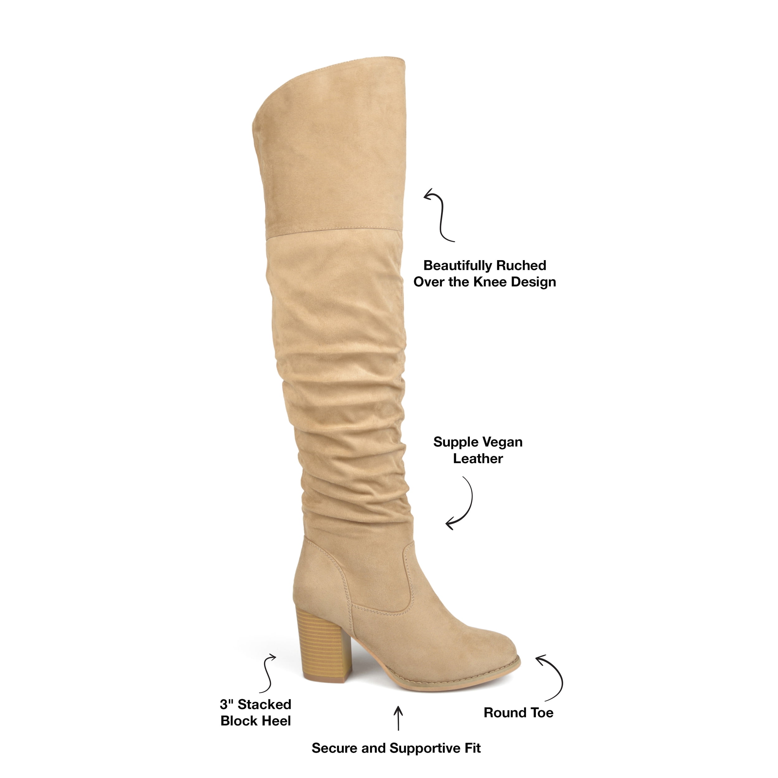 Journee Womens Kaison Extra Wide Calf Stacked Heel Over The Knee Boots