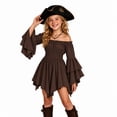 thumbnail image 3 of Girls Halloween Pirate Medieval Dress, Off Shoulder Layered Flare Sleeve Smocked Waist Handkerchief Hem Costume for Kids Party, 3-12 Years, 3 of 5