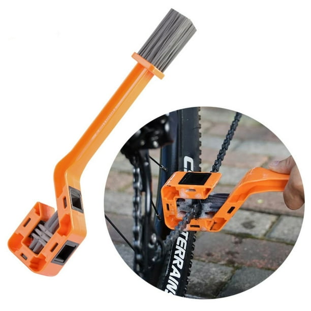 Cepillo multifuncional para lavar cadenas, herramienta de limpieza de cadenas, cepillo para volante de motocicleta, herramienta 2 en 1, cepillo para cadena.