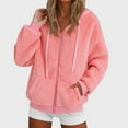 thumbnail image 2 of adviicd Womens Fleece Jacket Fall Winter Full Zip Sherpa Coat with Hood Winter Outfits (Pink, 3XL), 2 of 5