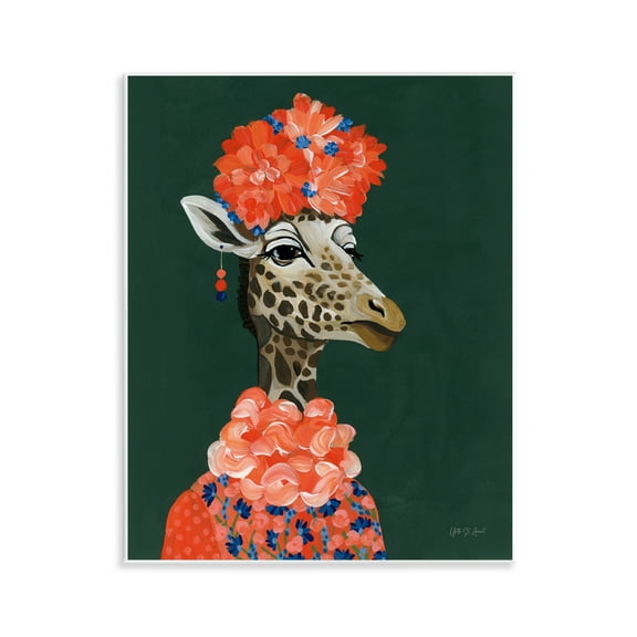 Stupell Industries Regal Giraffe Portrait Animals Painting Unframed Art Print Wall Art, 11 x 14
