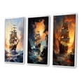 thumbnail image 3 of Designart "Raid To The Tresor Pirate Boat" Pirate Framed Wall Art Set Of 3 - Yellow Pirate Frame Gallery Set For Office Decor, 3 of 6