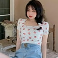 thumbnail image 3 of Women's Short-Sleeved TOPWONER Women's Summer Square Collar Slim Slimming Short-Sleeved Women, 3 of 11