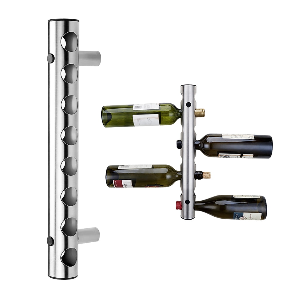 Wall Mounted Stainless Steel Wine Rack 8 Bottles Red Wine Display