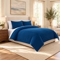 thumbnail image 2 of Wamsutta 1846 Cotton Tencel 3-Piece Titan Blue Solid Comforter Set, Full/Queen, 2 of 11