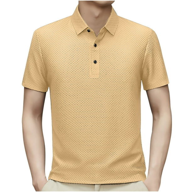 Camiseta Vestido Botón de Solapa Rayas Suelta Camisa Casual, Camisas de Vestido para Hombre