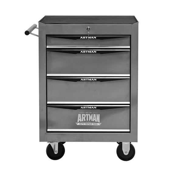 Tool Cabinet, Rolling Metal Tool Chest with 4 Drawers, 20" 4-Drawer Tool Chest Cabinet with Ball Bearing Drawer Slides, Steel Tool Storage Box Organizer -SILVER, Silver Tool Storage Cabinet