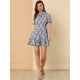 thumbnail image 3 of Vestido De Manga Abullonada Corta De Gasa Con Pajarita Floral Con Volantes Para Mujer Negro XS, 3 of 6