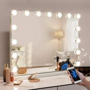 Best Lighted Mirrors - Fenchilin Large Hollywood Vanity Mirror with Lights Bluetooth Review 