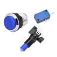thumbnail image 3 of Botón de empuje para juegos de 33mm, interruptor redondo con microinterruptor para videojuegos de arcade, azul, 6 piezas, 3 of 5