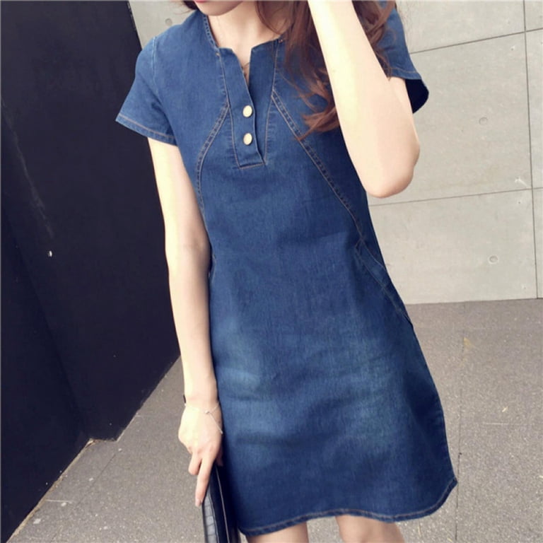 denim dress large size spring Denim Plus Size Spring Dresses EMERY ROSE Plus Size Women Spring/Summer Vacation Denim Dress