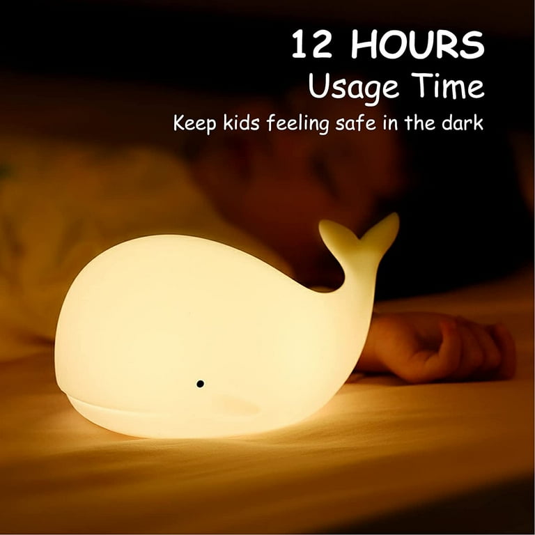TriPro, Nursery Night Light, Whale Silicone, 7-Color LED for Kids