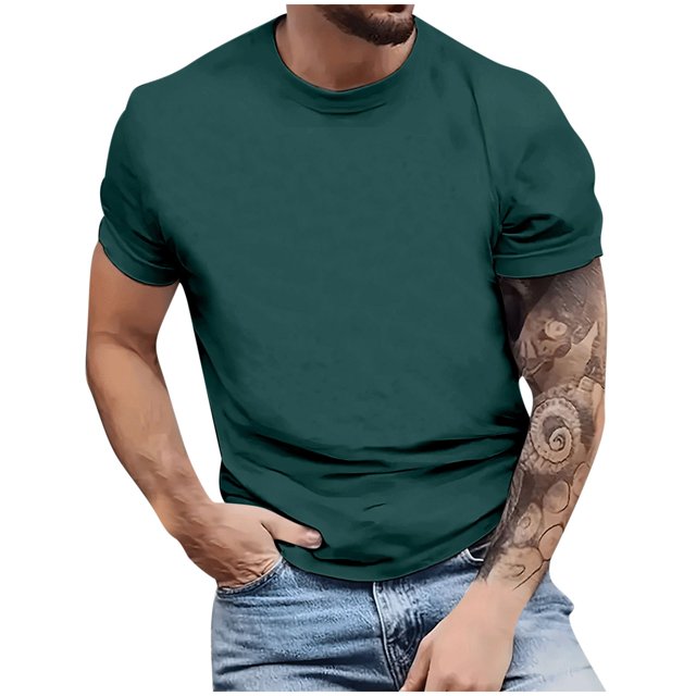 BEFOKA Hauts d'Été à Manches Courtes pour Hommes, Hauts d'Été en Liquidation, Haut Polyvalent Uni à Manches Courtes pour Hommes, Coupe Ample et Confortable, Style de Base, Haut/chemise à Manches Courtes à Col Rond