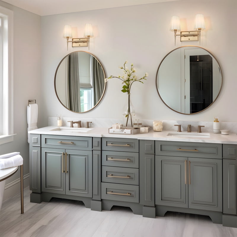 LNC 2-Light Gold and White Fabric Modern/Contemporary Bathroom Vanity Light Bar