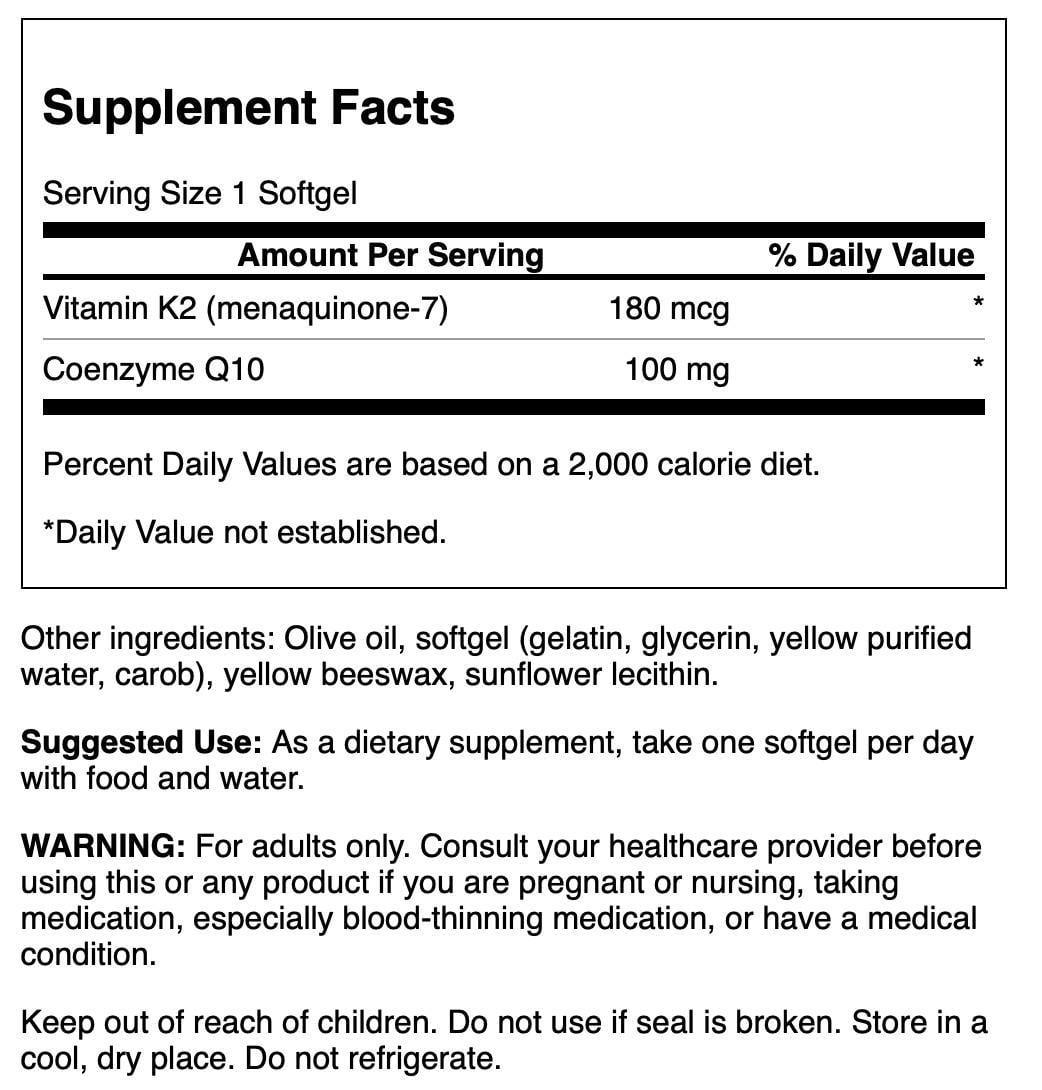 Swanson Coq10 + Vitamin K2 60 Softgels