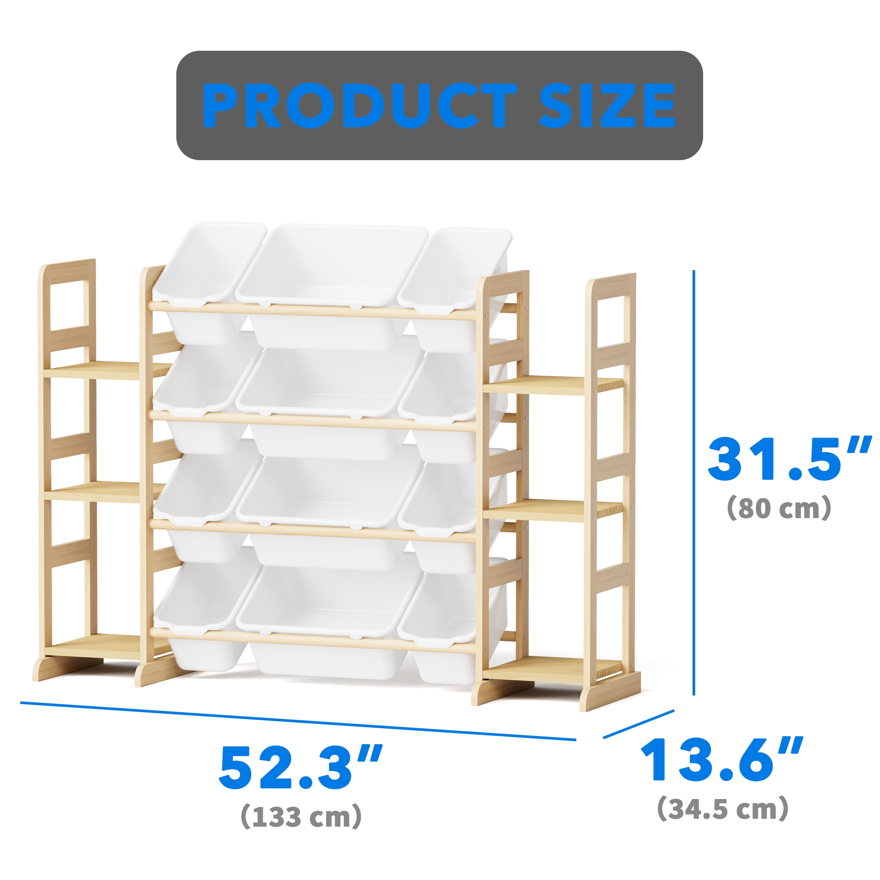 Tooloton Toy Storage Organizer with 6 Shelves and 12 Bins, Toy Organizers Storage Bookshelf, Kids Bin Shelf Toys Box Bookcase for Bedroom Playroom Organization Room Decor, White
